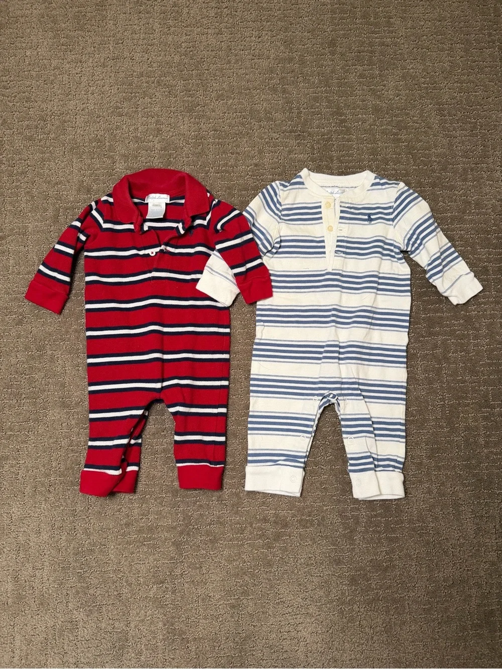 Ralph Lauren Baby Boy Size 6month bundle of 2 Onesie Romper Logo Striped